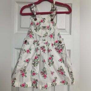Oshkosh B’gosh‎ overall white pink Floral Overall Dress girls size 5T summer